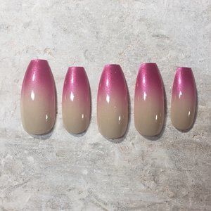Custom Press on Nails fake nails Handmade 20pc set nude pink ombre